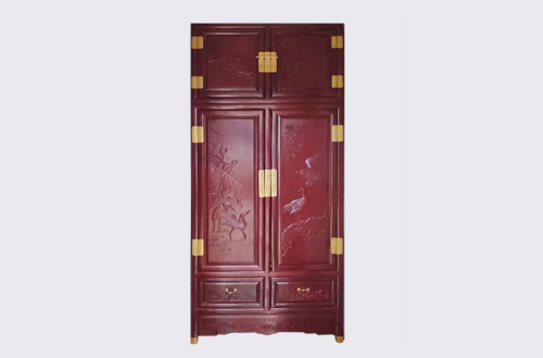 博厚镇高端中式家居装修深红色纯实木衣柜