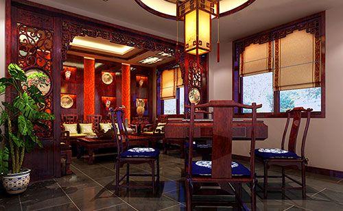 博厚镇古典中式风格茶楼包间设计装修效果图
